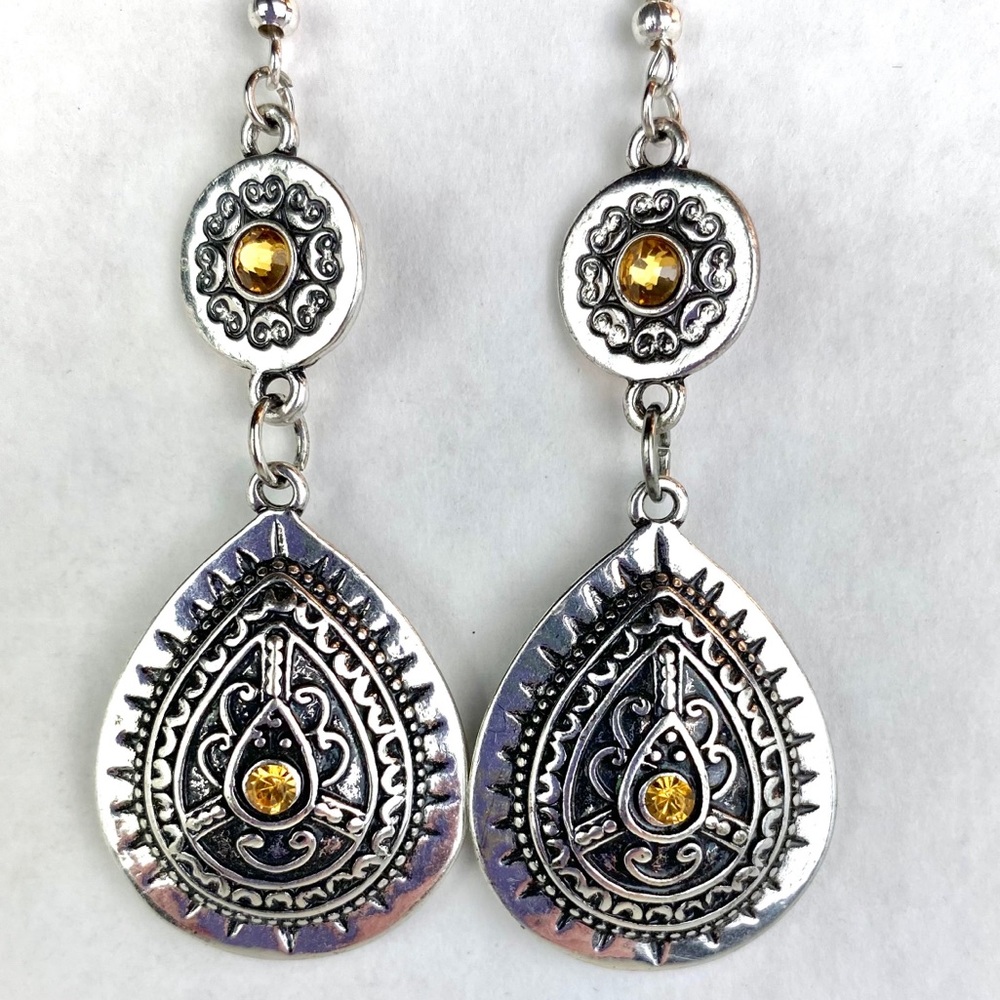 Medallion Tear Drop Dangle Bohemian Earrings